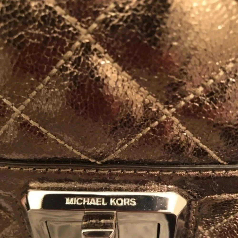 Michael kors metallic bronze quilted bag